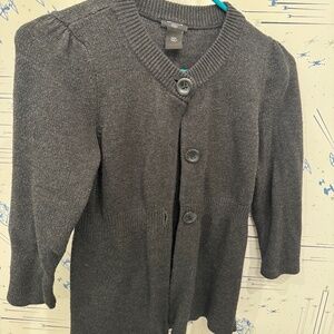 Ann Taylor Weekend Cardigan, Gray, 3/4 Sleeve (XXS Petite)
